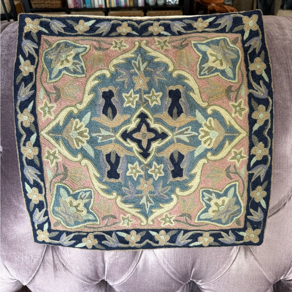 Wool Embroidered Pillow Cover